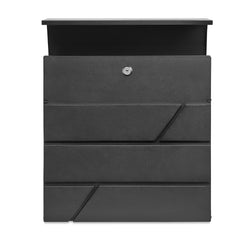 Wall Mounted Post Box with Newspaper Holder, Lockable with 2 Keys, Modern Design, Easy to Install, 37x10.5x37 cm (Black)
