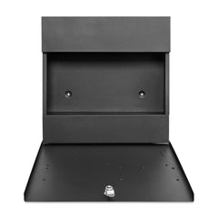Wall Mounted Post Box with Newspaper Holder, Lockable with 2 Keys, Modern Design, Easy to Install, 37x10.5x37 cm (Black)