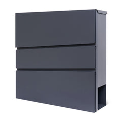 Wall Mounted Post Box with Newspaper Holder, Lockable with 2 Keys, Modern Design, Easy to Install, 37x10.5x37 cm (Black)