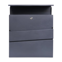 Wall Mounted Post Box with Newspaper Holder, Lockable with 2 Keys, Modern Design, Easy to Install, 37x10.5x37 cm (Black)