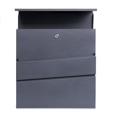 Wall Mounted Post Box with Newspaper Holder, Lockable with 2 Keys, Modern Design, Easy to Install, 37x10.5x37 cm (Black)