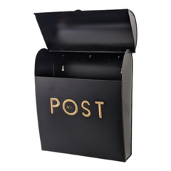 Post Embossed Mailbox with Flap - Black