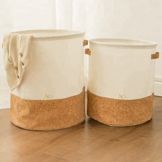 Laundry Bag - White,Brown