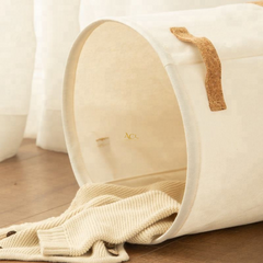 Laundry Bag - White,Brown