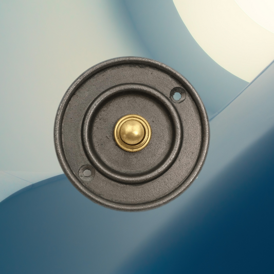 Push Button Door Bell Cast Iron Round - Plain