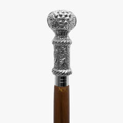 Walking Stick Round Intricate Design Handle - Brown 91 CM