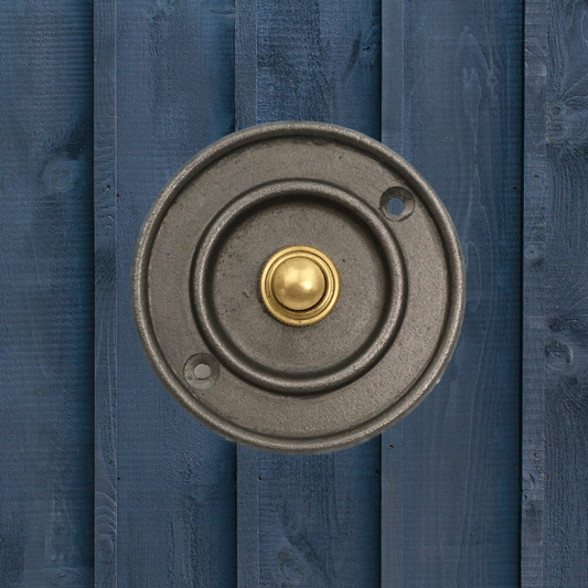 Push Button Door Bell Cast Iron Round - Plain