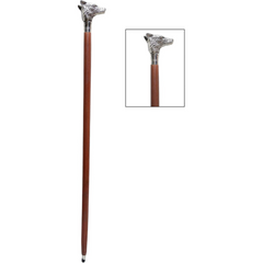 Walking Stick Elegant Wolf Face Handle Brown 93 CM