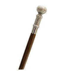 Walking Stick Round Intricate Design Handle - Brown 91 CM