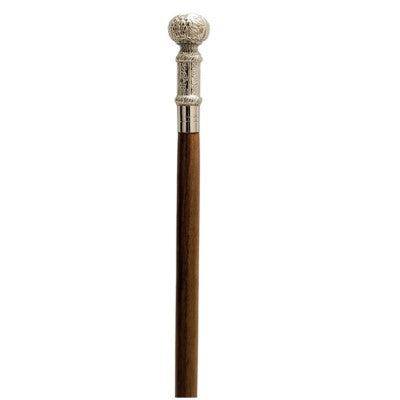Walking Stick Round Intricate Design Handle - Brown 91 CM